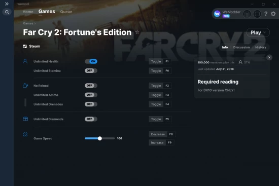 Far Cry 2: Fortune's Edition cheats screenshot