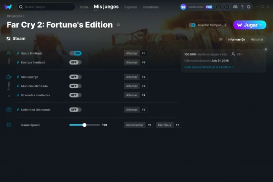 captura de pantalla de las trampas de Far Cry 2: Fortune's Edition