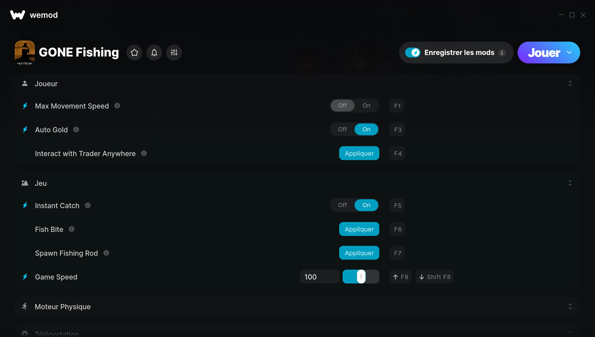 Capture d’écran des cheats pour GONE Fishing