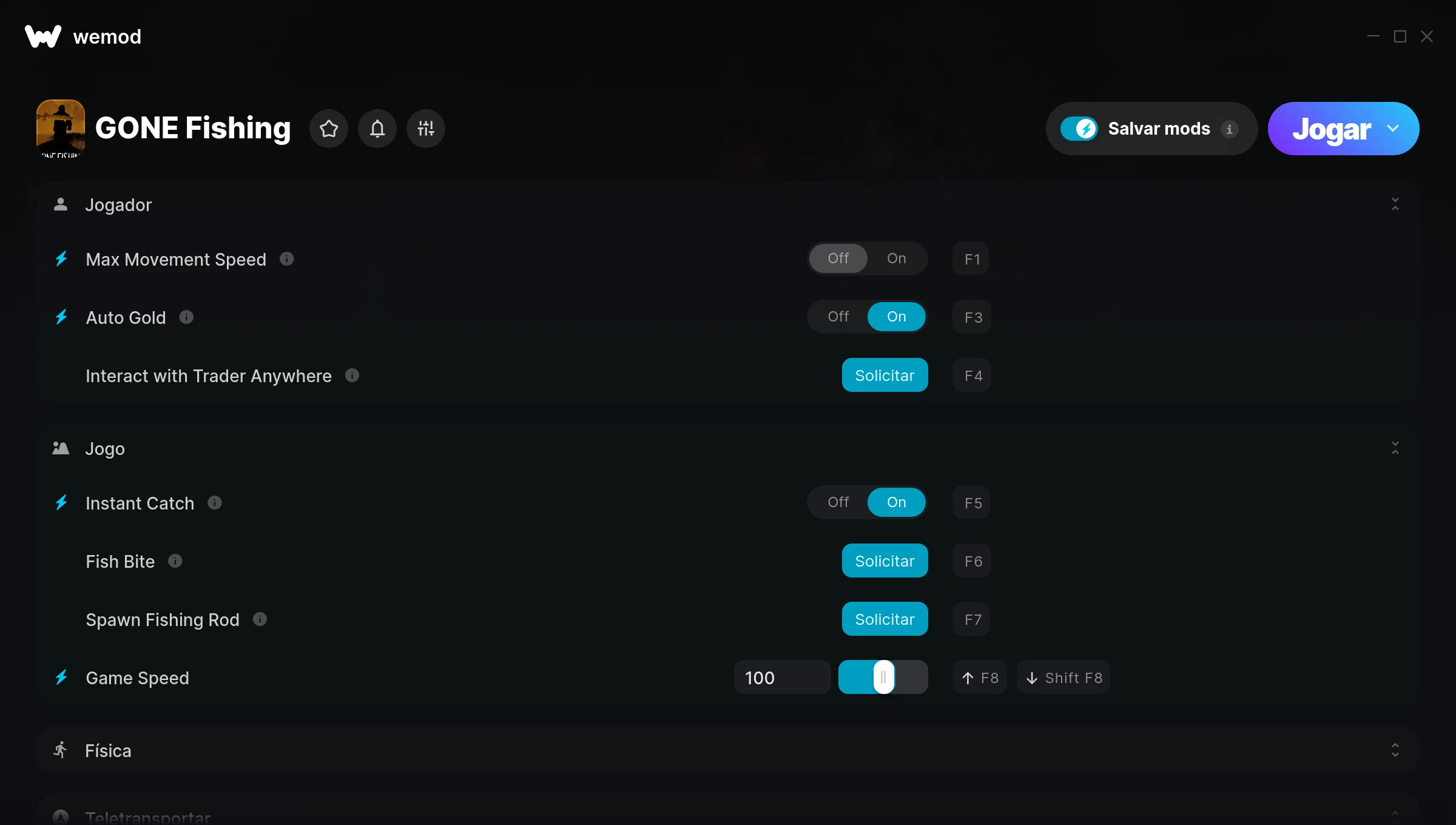 Captura de tela de trapaças de GONE Fishing