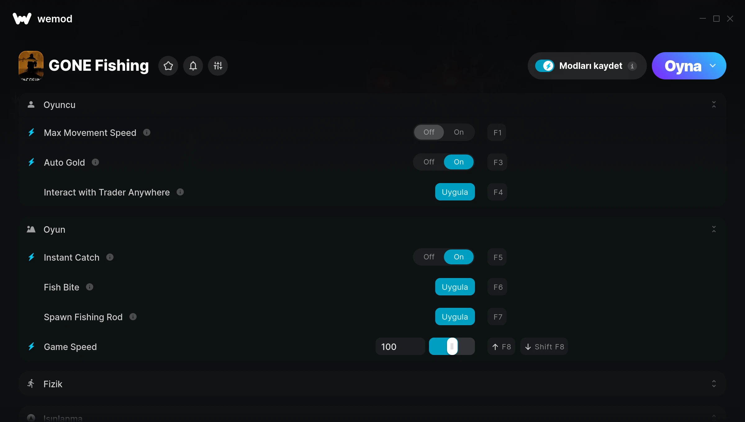 GONE Fishing hilelerinin ekran görüntüsü