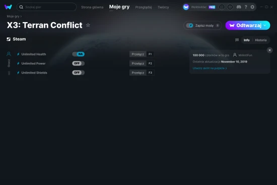 cheaty X3: Terran Conflict zrzut ekranu