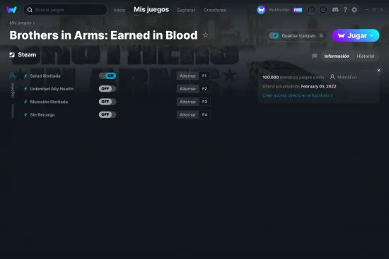 captura de pantalla de las trampas de Brothers in Arms: Earned in Blood