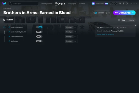cheaty Brothers in Arms: Earned in Blood zrzut ekranu