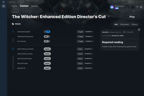 The Witcher: Enhanced Edition Director's Cut cheats screenshot
