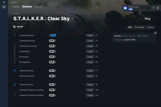 S.T.A.L.K.E.R.: Clear Sky cheats screenshot