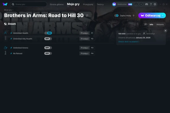 cheaty Brothers in Arms: Road to Hill 30 zrzut ekranu