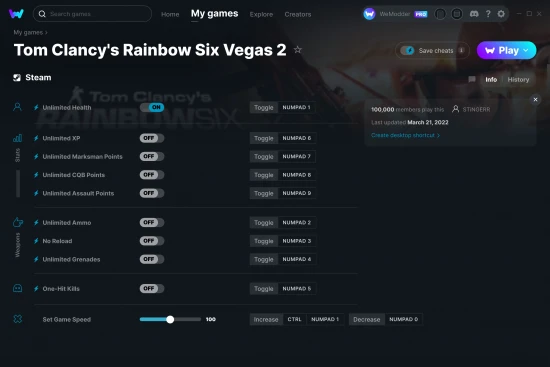 Tom Clancy's Rainbow Six Vegas 2 cheats screenshot