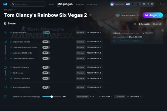 captura de pantalla de las trampas de Tom Clancy's Rainbow Six Vegas 2