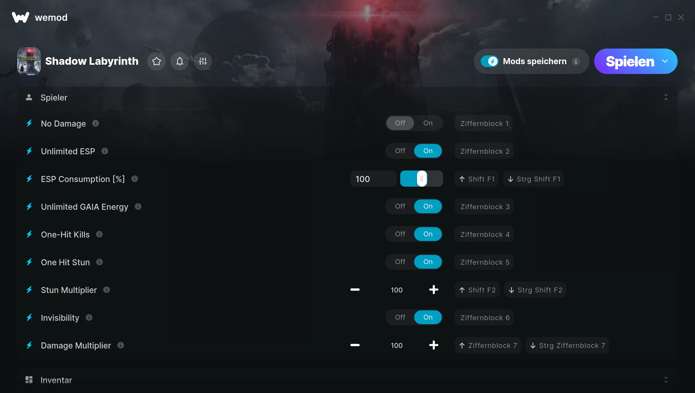 Shadow Labyrinth Cheats Screenshot