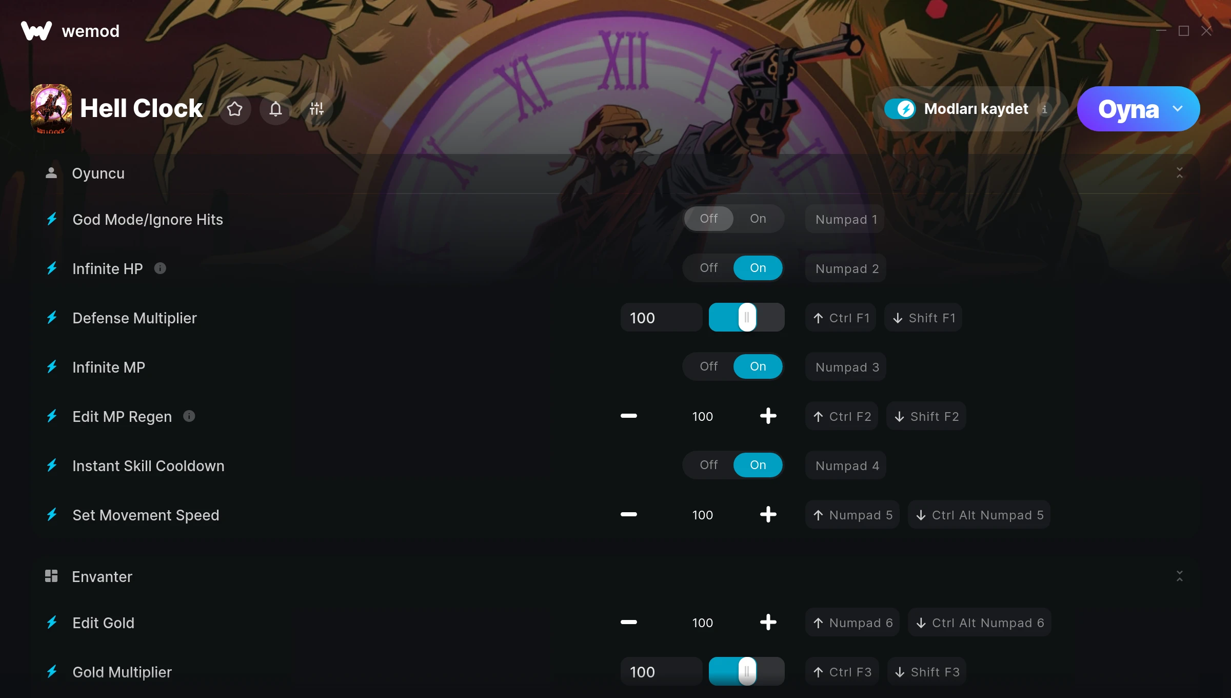 Hell Clock hilelerinin ekran görüntüsü