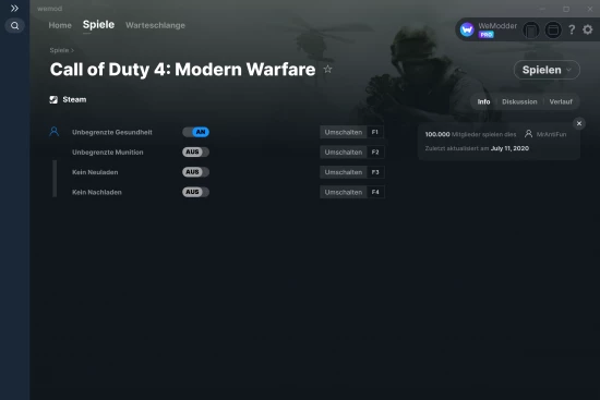 Call of Duty 4: Modern Warfare Cheats Screenshot