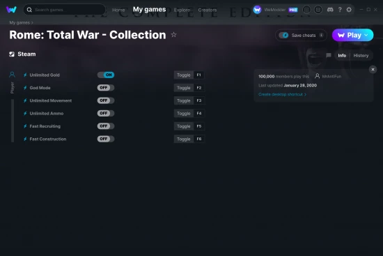 Rome: Total War - Collection cheats screenshot