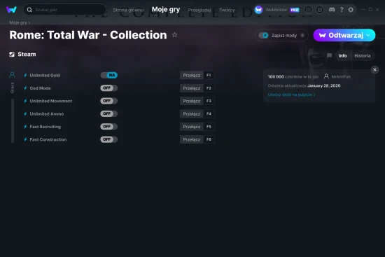 cheaty Rome: Total War - Collection zrzut ekranu