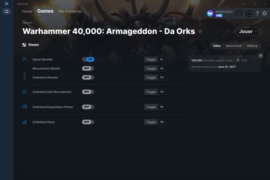 Capture d'écran de triches de Warhammer 40,000: Armageddon - Da Orks