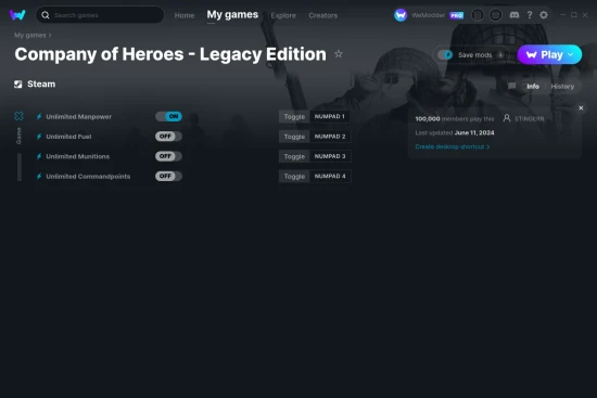 Company of Heroes - Legacy Edition cheats screenshot