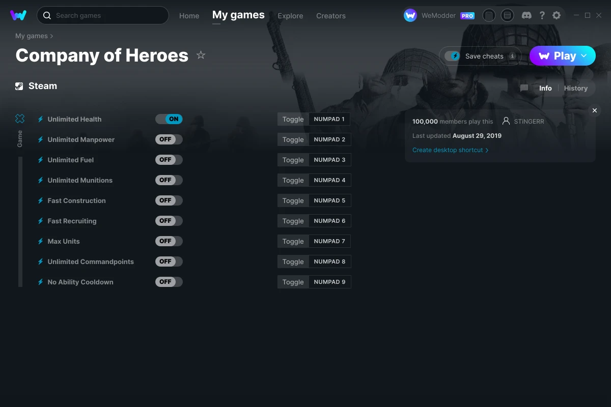 Company of Heroes - Legacy Edition Cheats & Trainers for PC