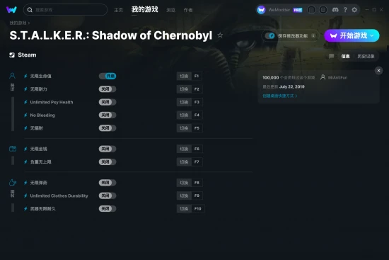 S.T.A.L.K.E.R.: Shadow of Chernobyl 修改器截图