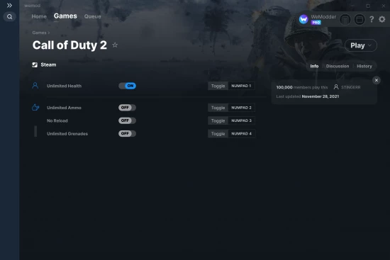 Call of Duty 2 cheats screenshot