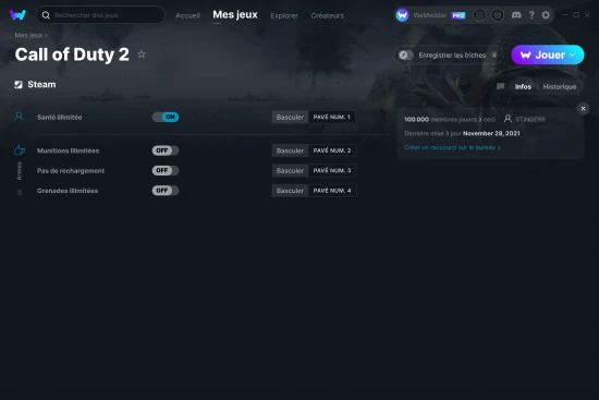 Capture d'écran de triches de Call of Duty 2