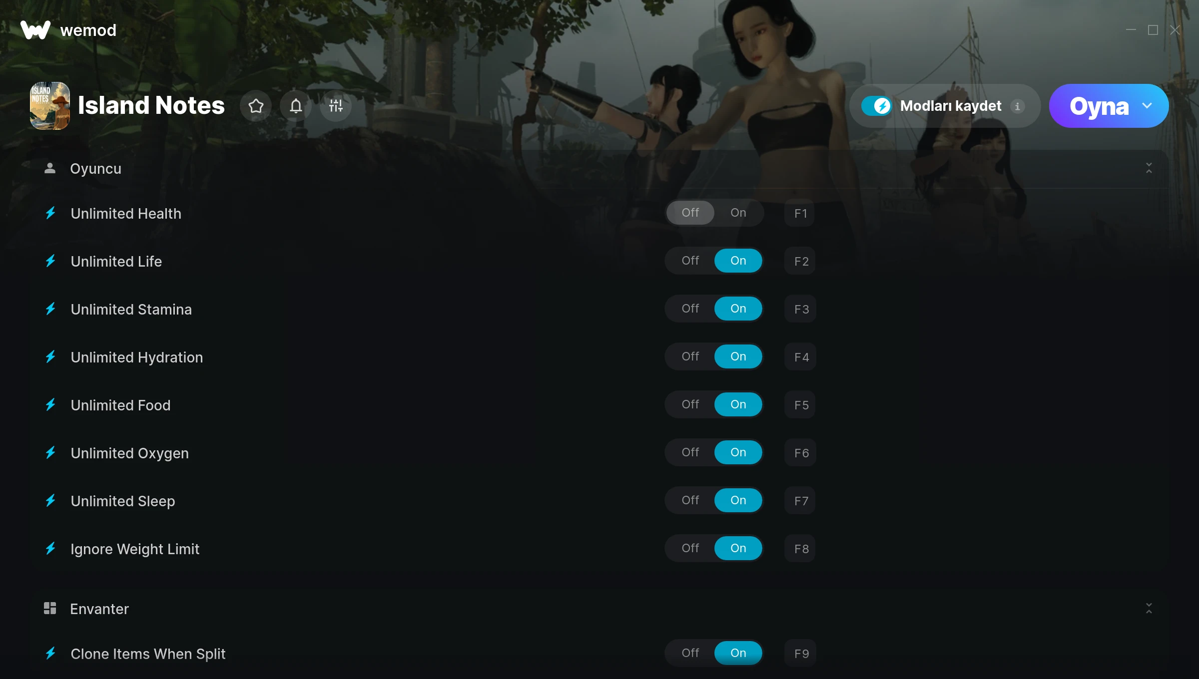 Island Notes hilelerinin ekran görüntüsü