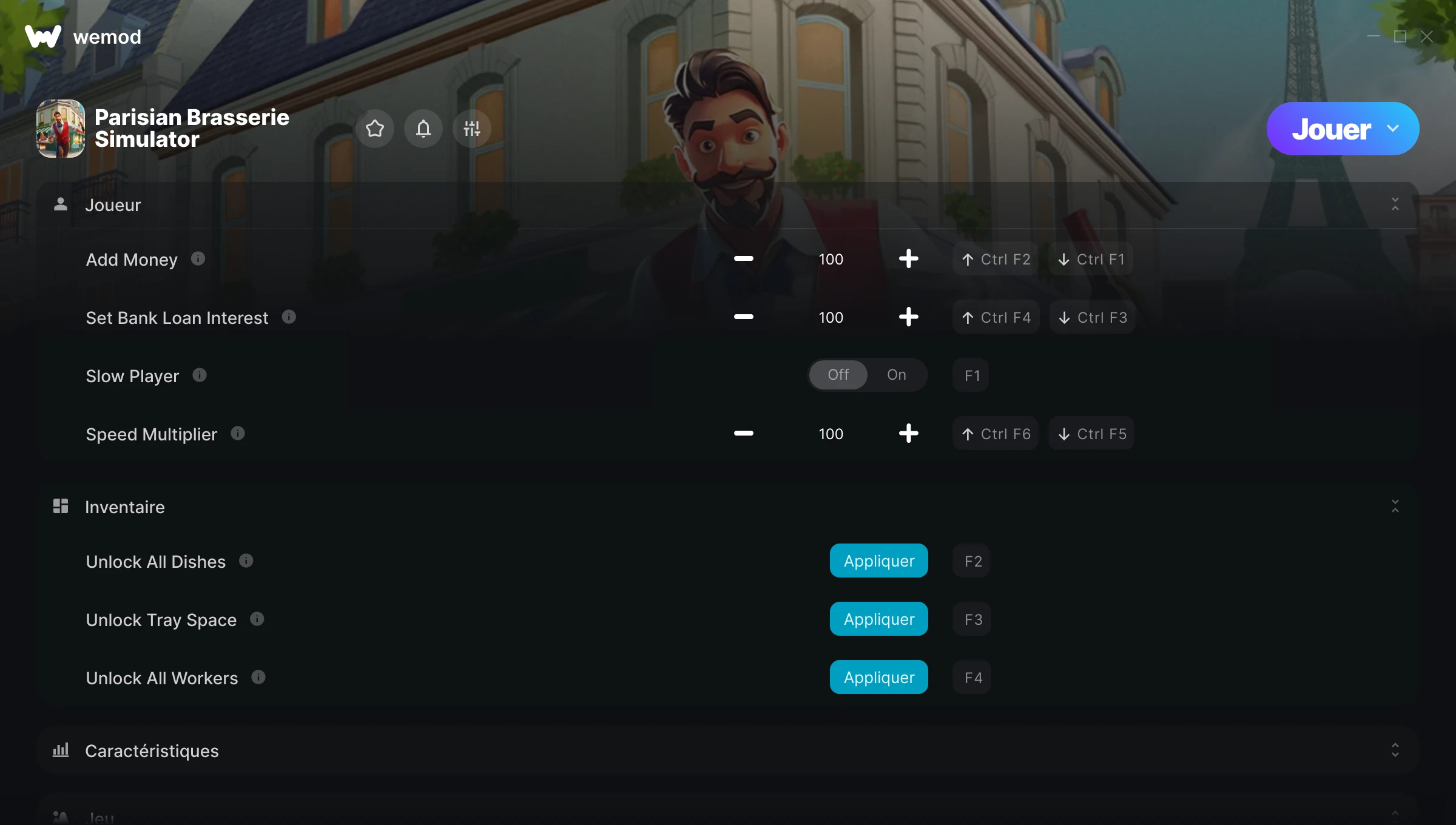 Capture d’écran des cheats pour Parisian Brasserie Simulator