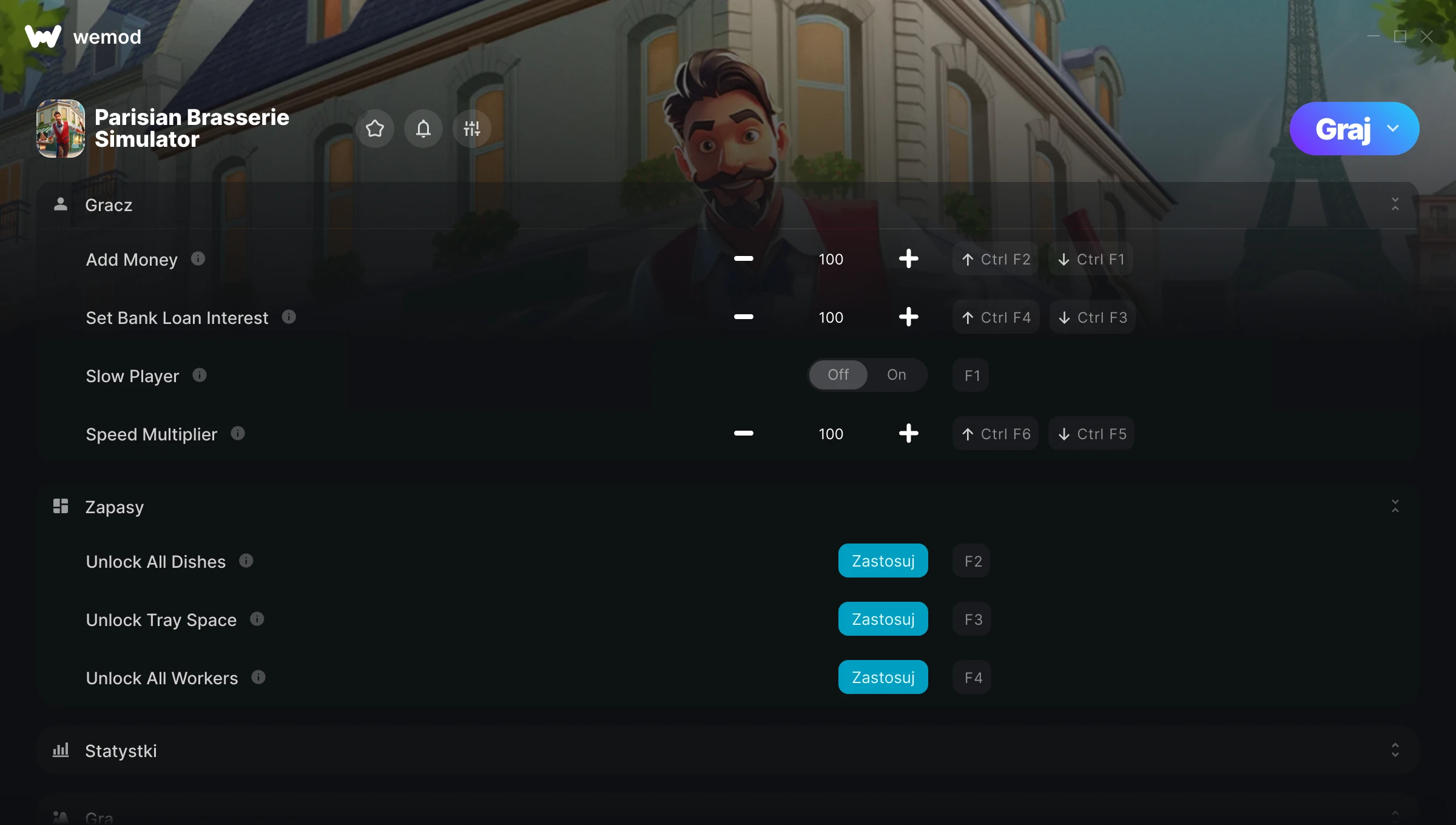 Cheaty do Parisian Brasserie Simulator – zrzut ekranu