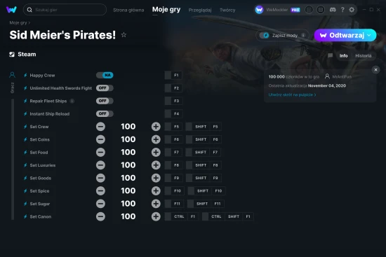 cheaty Sid Meier's Pirates! zrzut ekranu