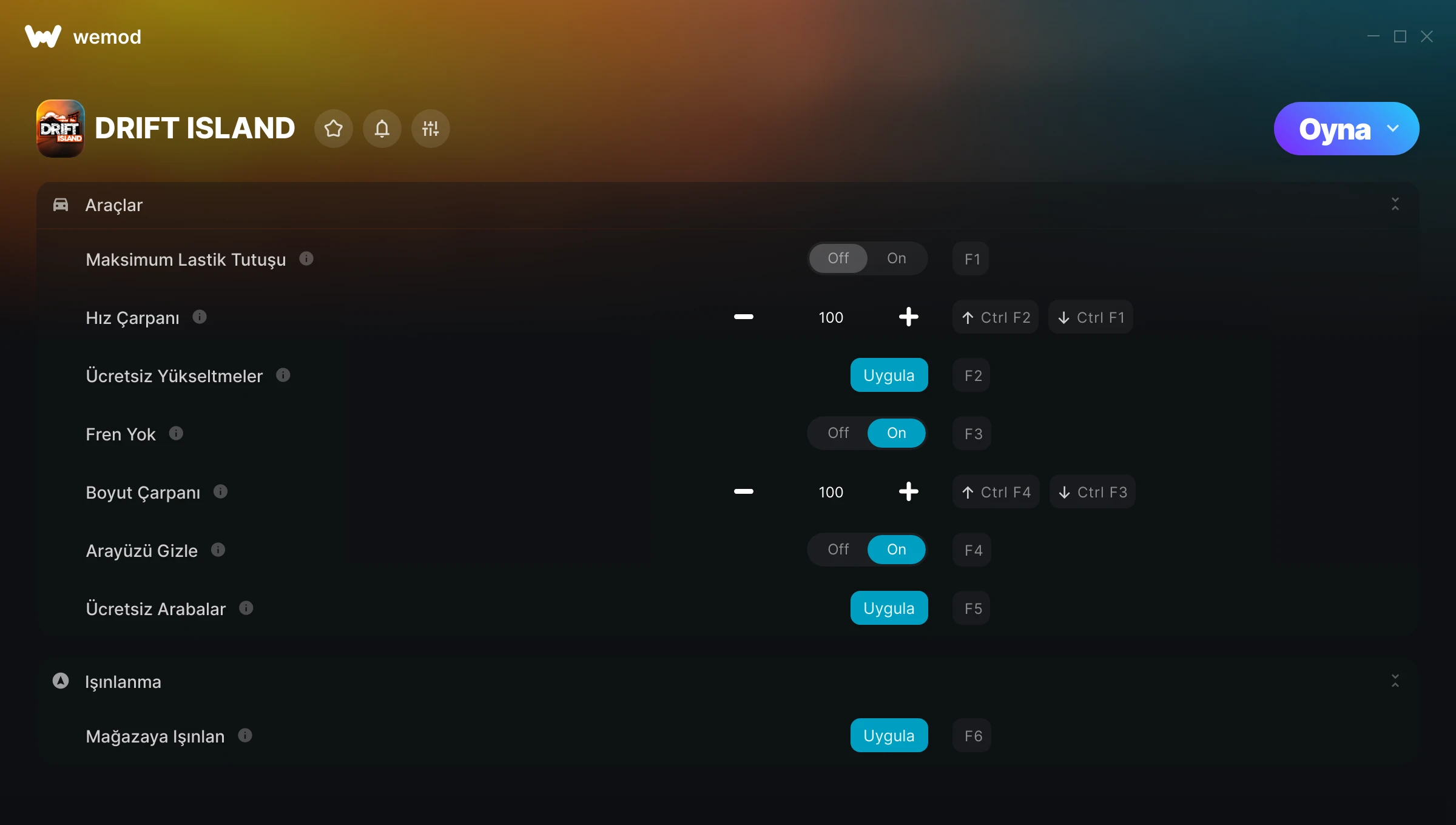 DRIFT ISLAND hilelerinin ekran görüntüsü