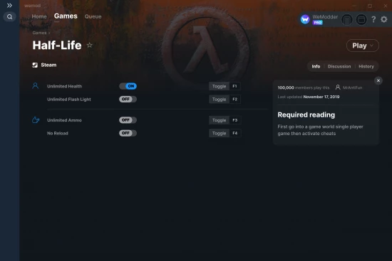 Half-Life cheats screenshot