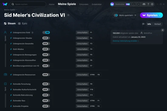 Sid Meier's Civilization VI Cheats Screenshot