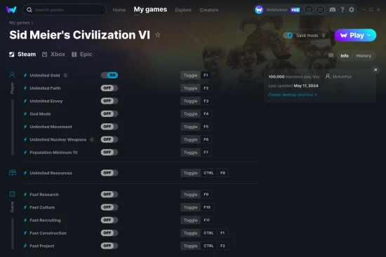 Sid Meier's Civilization VI cheats screenshot