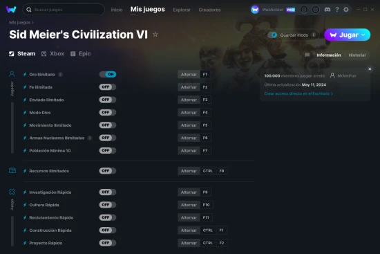 captura de pantalla de las trampas de Sid Meier's Civilization VI