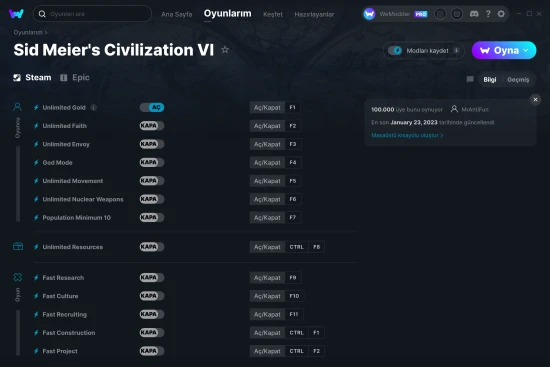 Sid Meier's Civilization VI hilelerin ekran görüntüsü