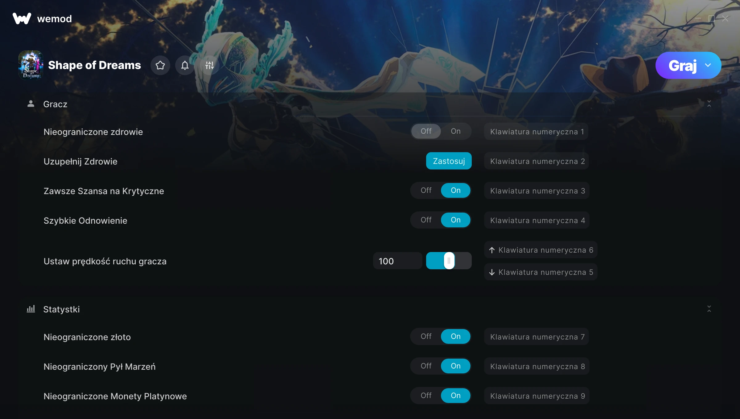 Cheaty do Shape of Dreams – zrzut ekranu