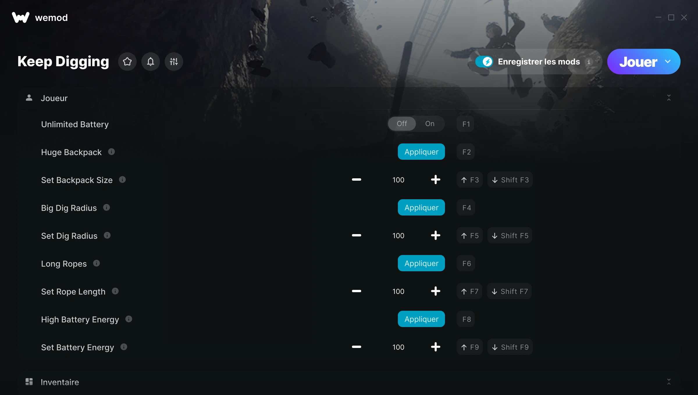 Capture d’écran des cheats pour Keep Digging