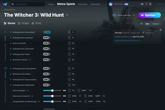 The Witcher 3: Wild Hunt Cheats Screenshot
