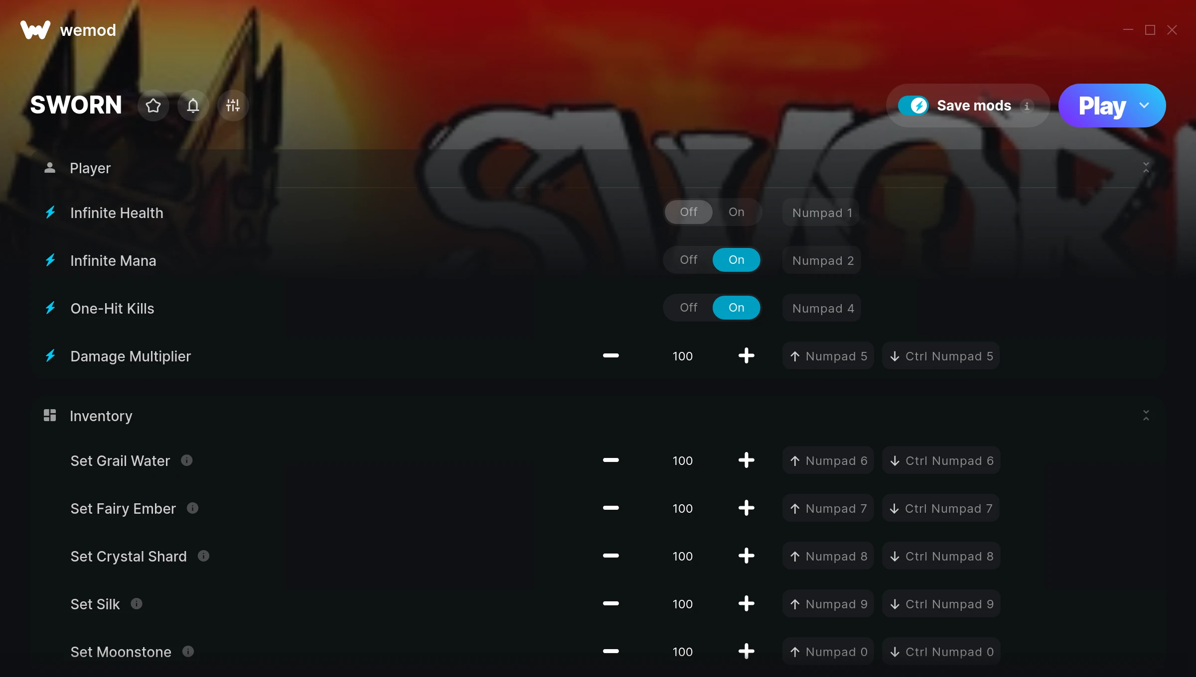 SWORN cheats screenshot