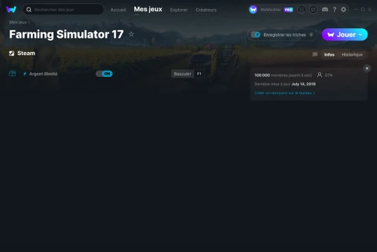 Capture d'écran de triches de Farming Simulator 17