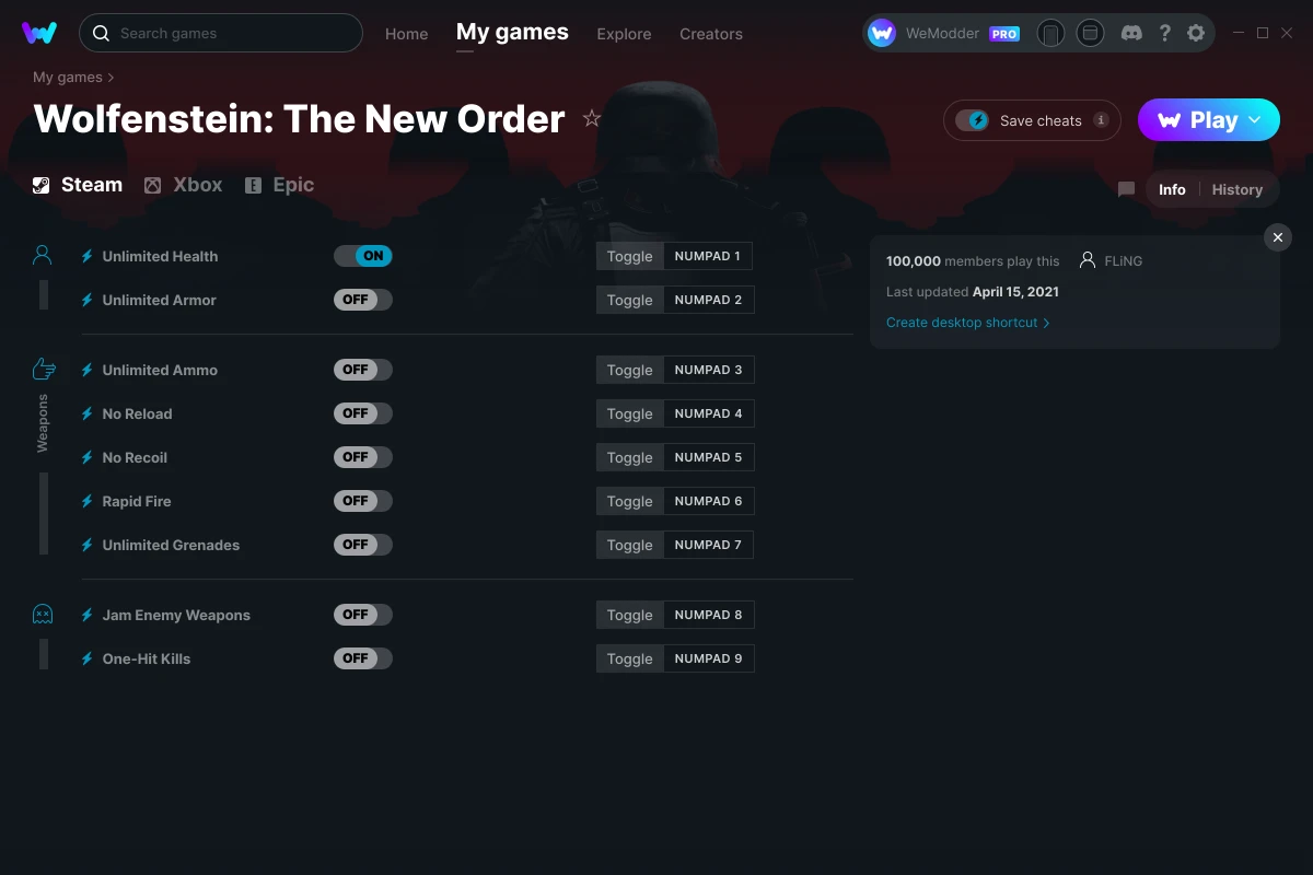 Wolfenstein: The New Order, Steam Game