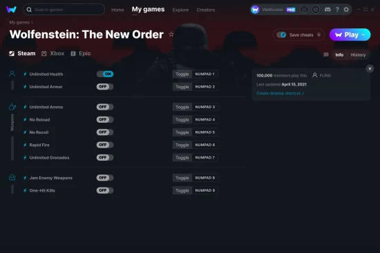 Wolfenstein: The New Order cheats screenshot