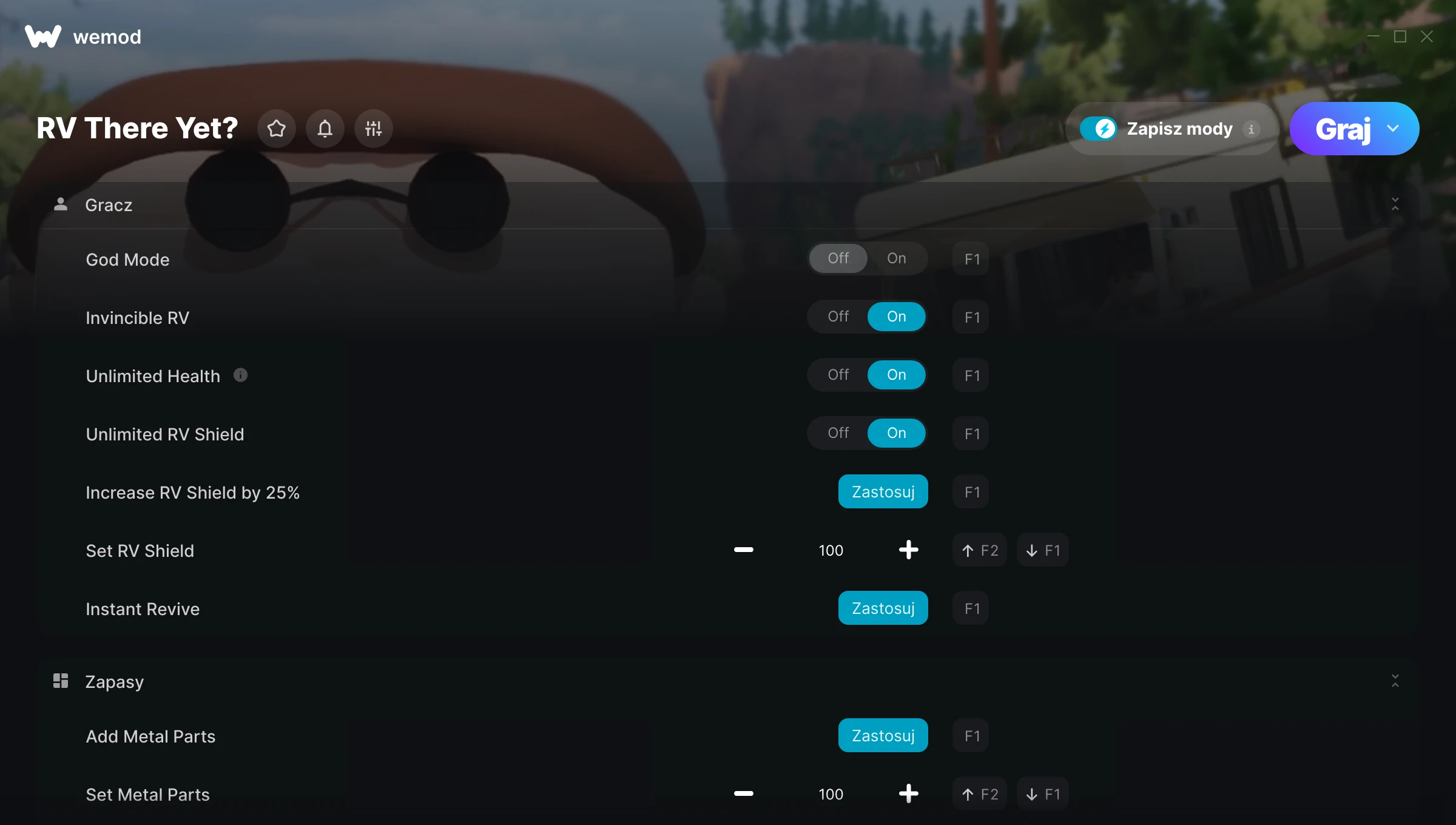 Cheaty do RV There Yet? – zrzut ekranu