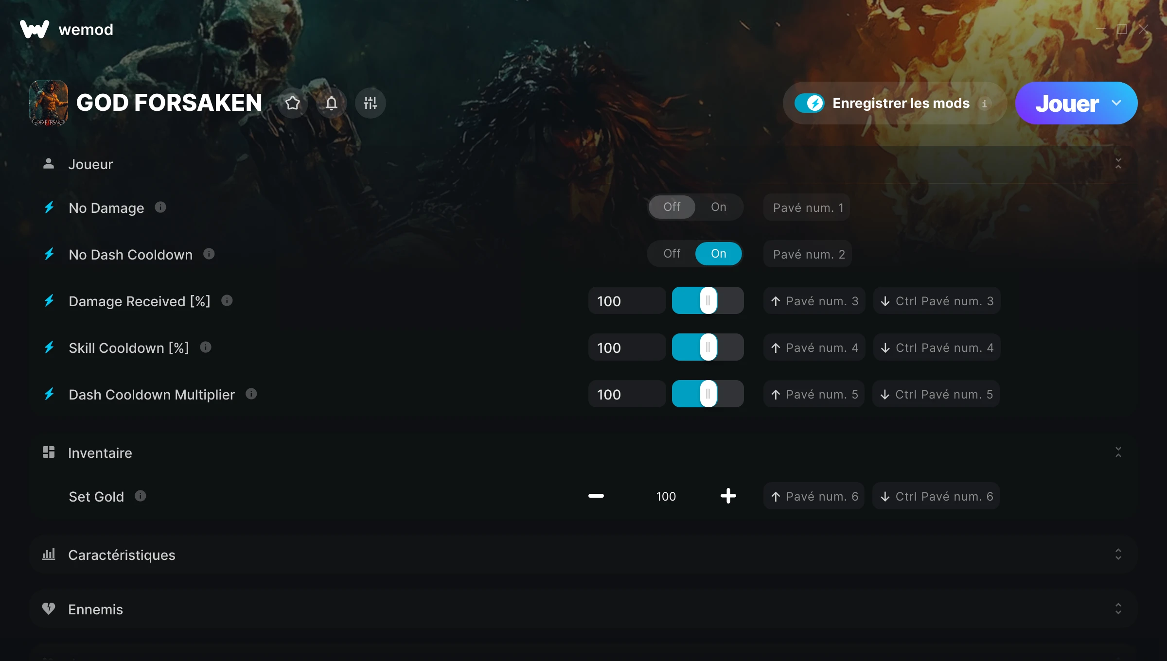 Capture d’écran des cheats pour GOD FORSAKEN
