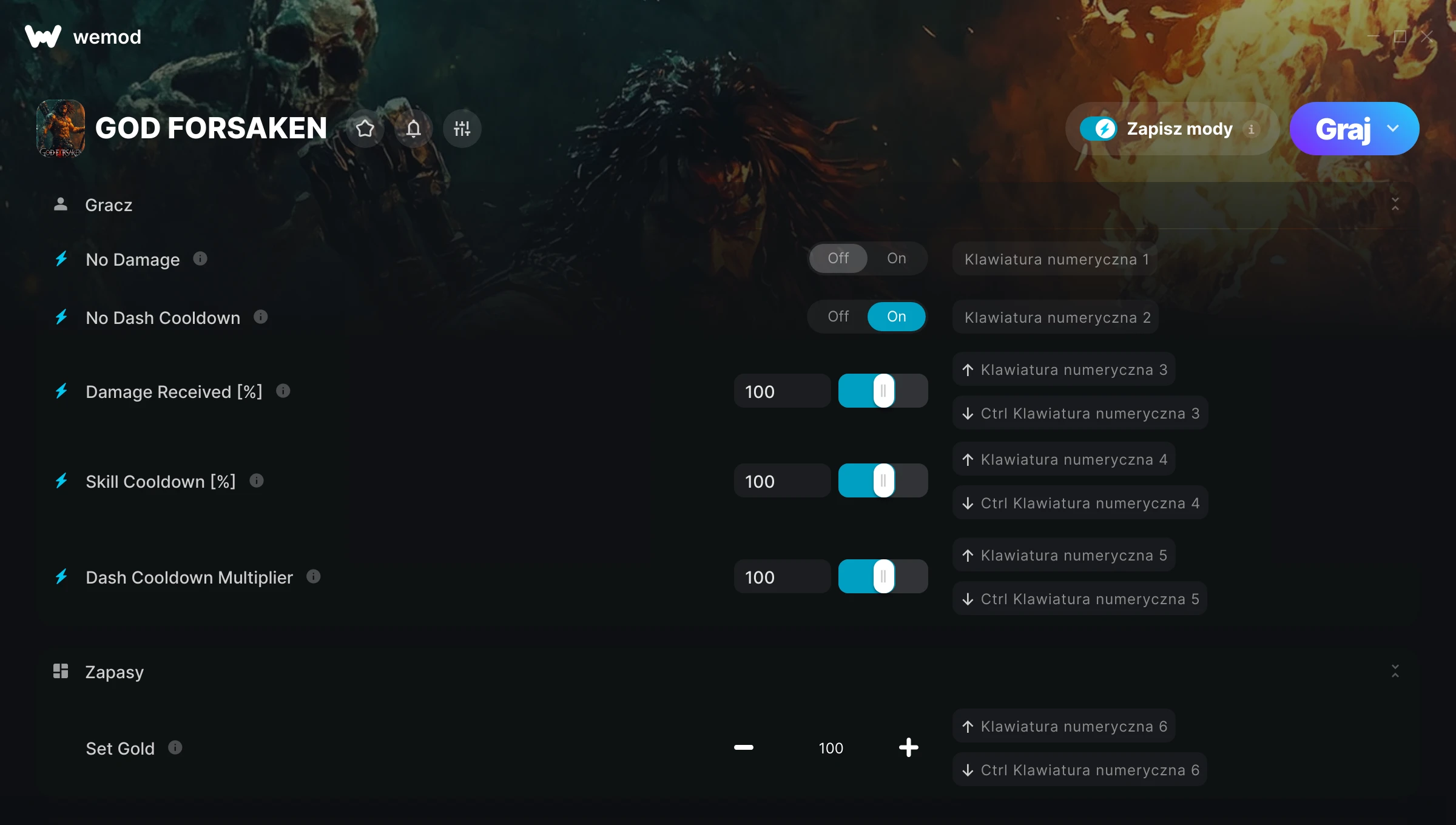 Cheaty do GOD FORSAKEN – zrzut ekranu