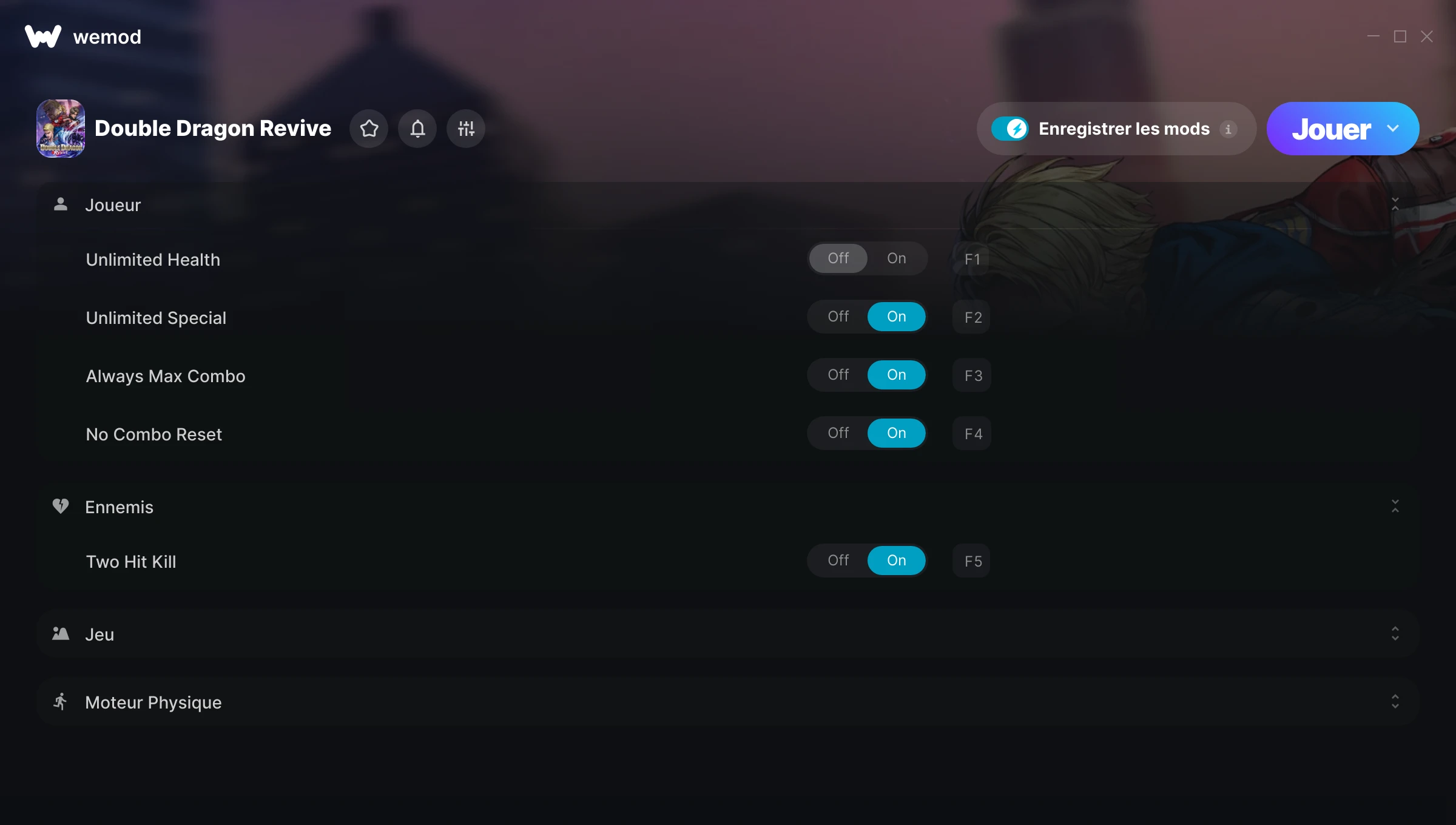 Capture d’écran des cheats pour Double Dragon Revive