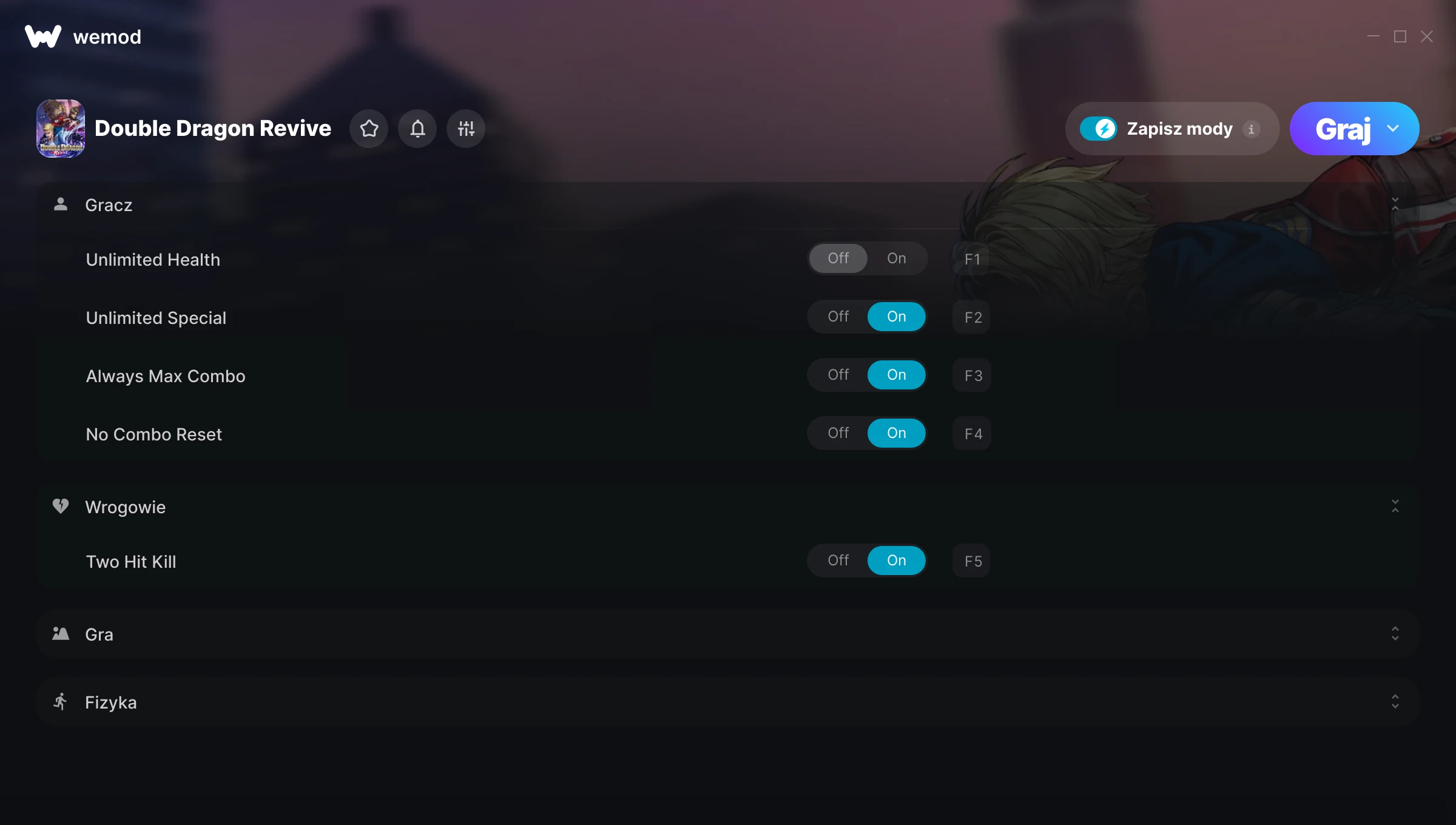 Cheaty do Double Dragon Revive – zrzut ekranu