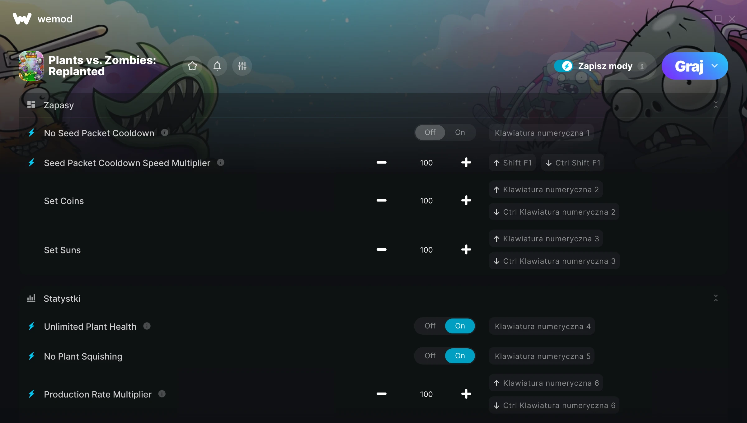 Cheaty do Plants vs. Zombies: Replanted – zrzut ekranu
