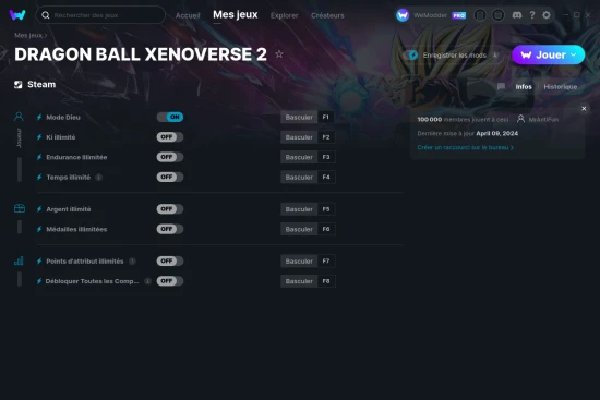 Capture d'écran de triches de DRAGON BALL XENOVERSE 2