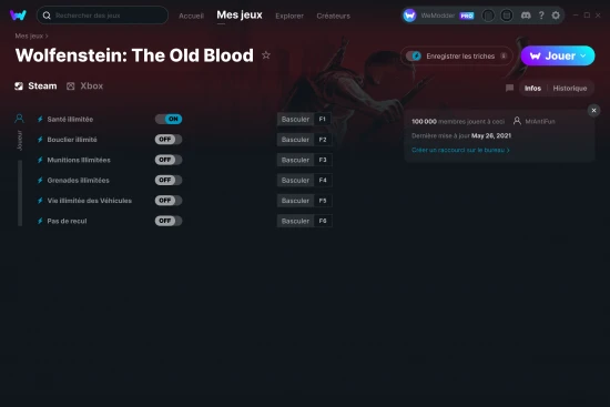 Capture d'écran de triches de Wolfenstein: The Old Blood