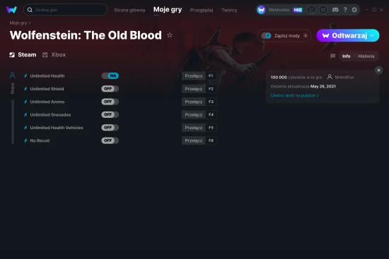 cheaty Wolfenstein: The Old Blood zrzut ekranu